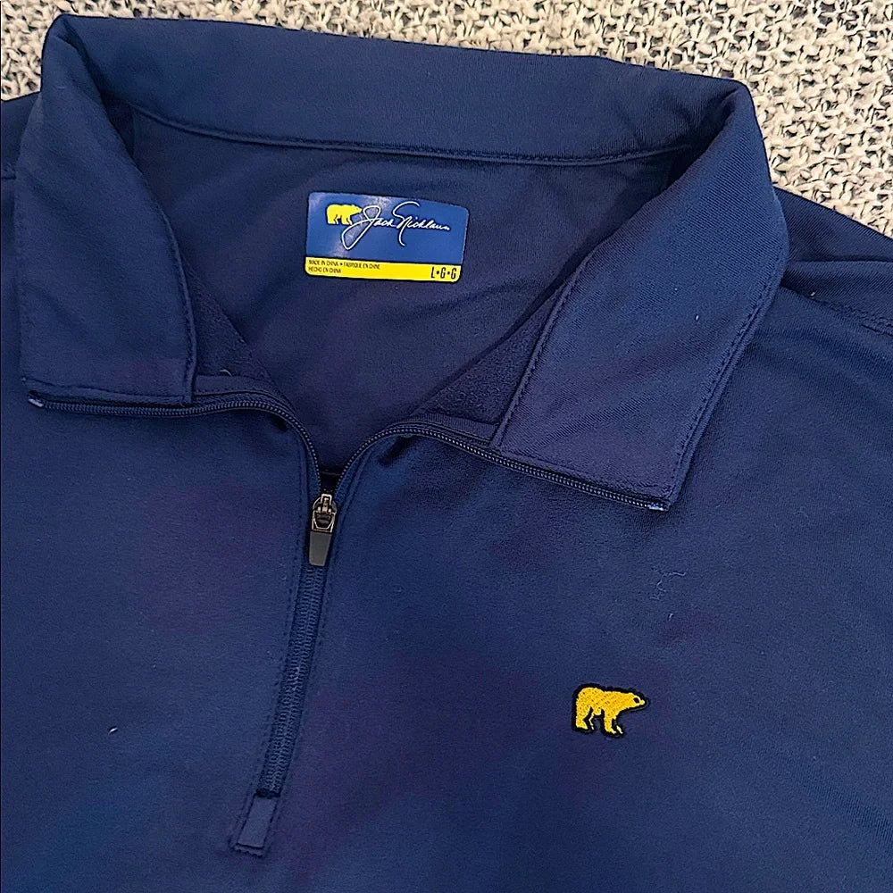 Jack Nicklaus Men’s Golf 1/4 Zip Navy Pullover Size Large
