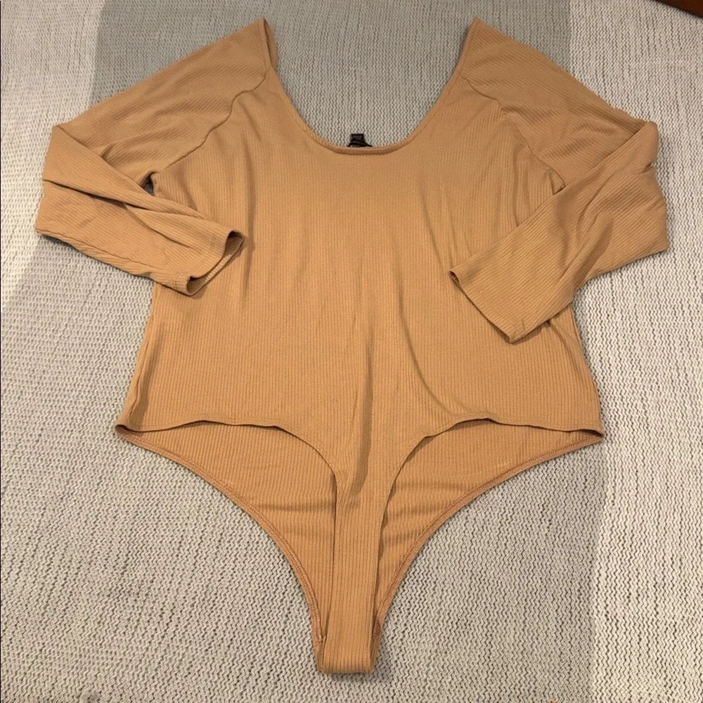 Banana Republic Ribbed Bodysuit | Camel Tan Long Sleeve | Size XL