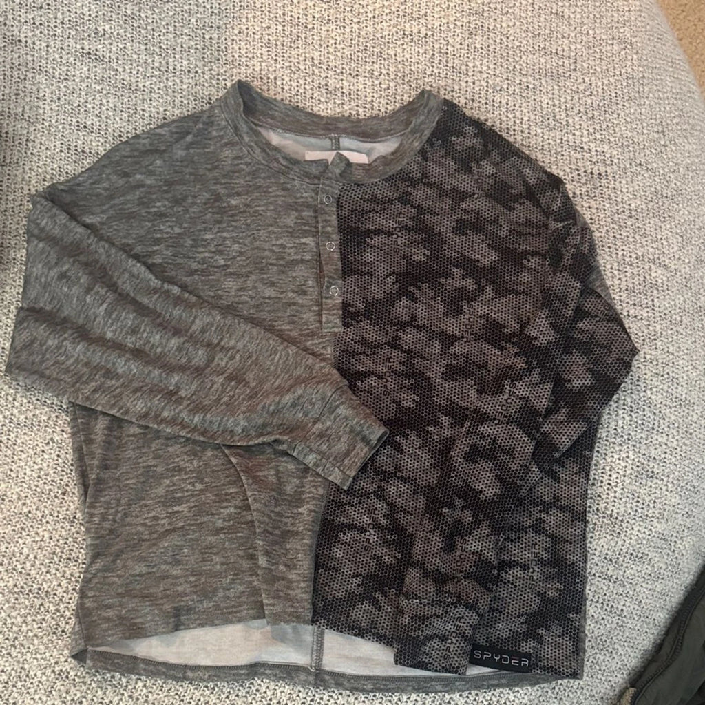 Spyder Performance Henley Athletic Long Sleeve Breathable Mesh Panel Shirt Sz Sm