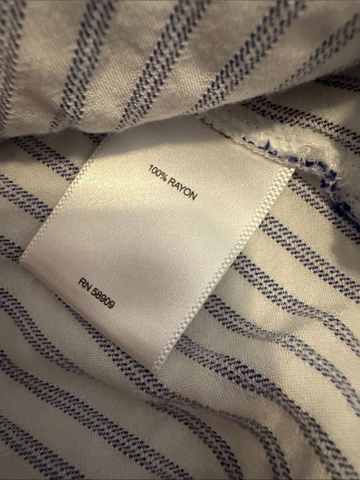 A Loves A Preppy Blue White Striped Ruffle Button Down Blouse Long Sleeve Sz sm