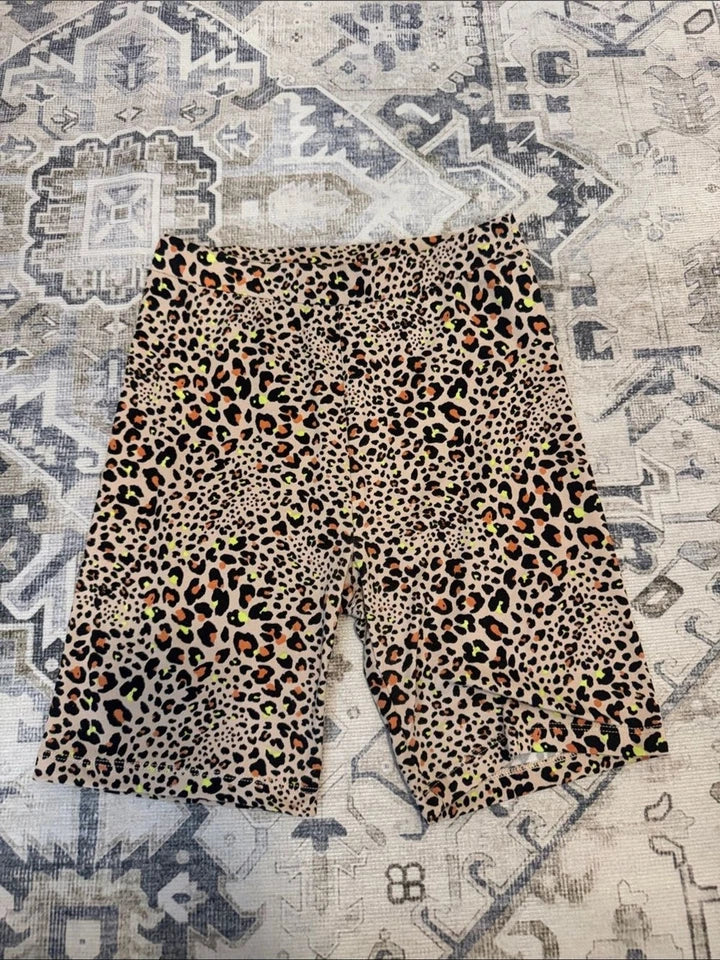 American Eagle Leopard Print Bike Shorts XS Neon Animal Print High Rise